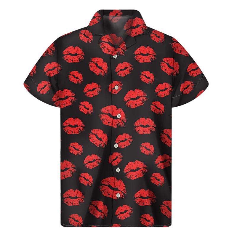 Fashion Men Women Summer Vacation Loose Short Sleeves Hawaiian Tee Shirts Button Lapel Aloha Blouse S