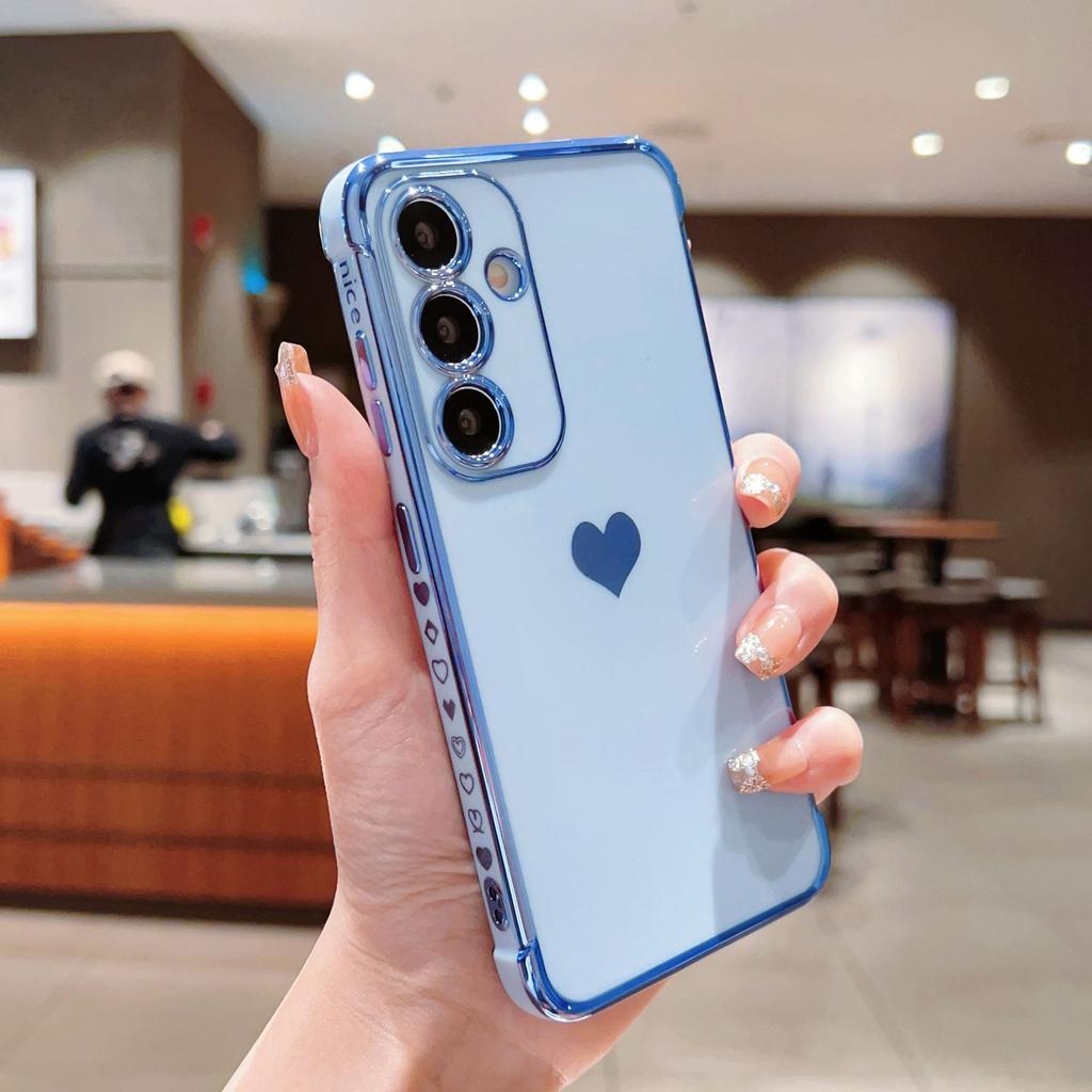 Suitable for Samsung S25ULTRA Side Electroplating Love Mobile Phone Case A14 Silicone All Inclusive A54 Protective Case