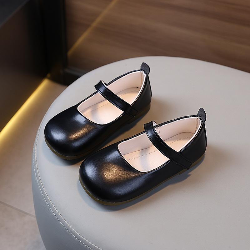 

New Girls Leather Shoes Spring Autumn Red Simple Kids Fashion Flat Shoes Ballet Soft Bottom Causal Children Mary Jane Shoes 26