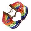 Gay Pride Heart Charm Multilayer Rainbow Rope Bracelet Bangle Lesbian Jewelry