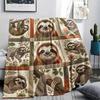 Fabric splicing animal sloth Print Flannel Blanket High quality Comfortable for All Seasons Home Decor Warmth and Comfort Perfect for Christmas Gifts