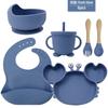 Silicone Dinner Plate Set Baby Children Learning To And Drink Feeding Tableware Baby 6pcs  Crab Compartment Food Bowl