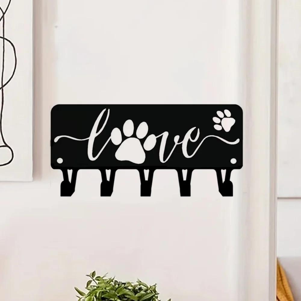 1pc Puppy Dog Love Key Rack Hanger & Organizer - 6 inch/9 inch Wide Metal Wall Art for Wall Hanging and Hooks