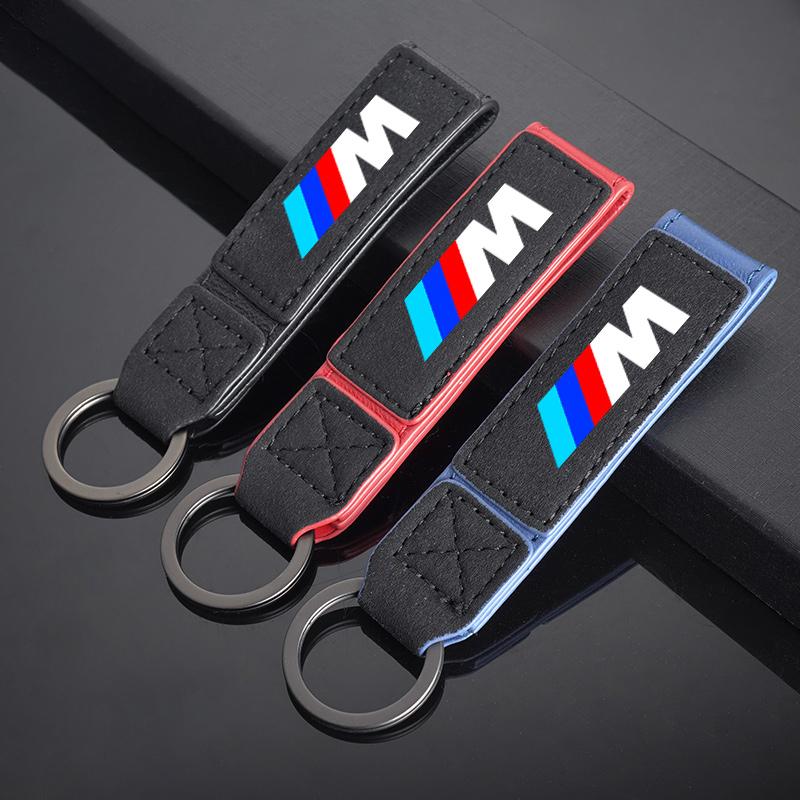 For BMW M X1 X2 X3 X5 X6 E46 E39 E90 E36E60 E34 E30 F30 G20 Car Emblem Keychain Suede Leather Keyring Pendant Gifts Accessories blcp03