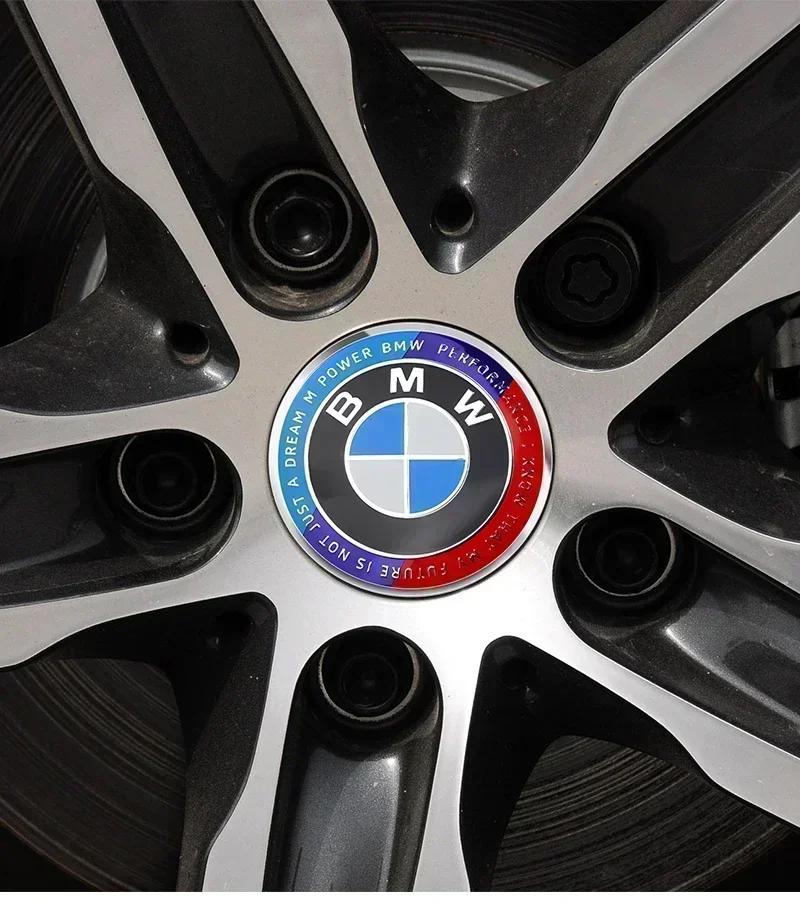 For BMW X1 14PCS 56MM 68MM Car Hub Cap Sticker Wheel Center Cover Decal Decoration Accessories For BMW M X2 X1 X3 X5 X6 X7 E60 Emblem Badge