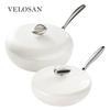 Wenlunshan Pebble White Wok & Frying Pan Set