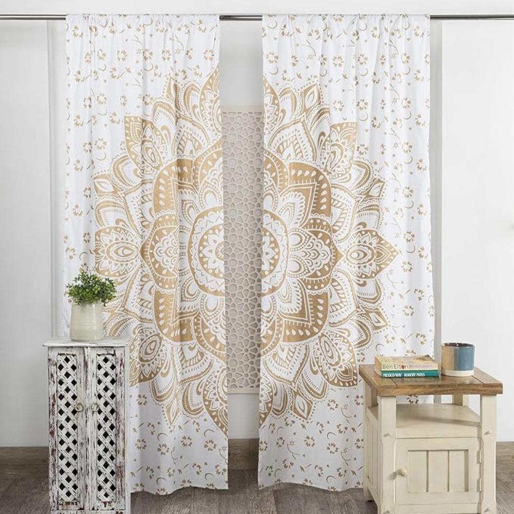 

Bless International Красивые индийские богемные психоделические хиппи-цветочные омбре оконные шторы для спальни, гостиной, балкона (Золото) 25 W x 74 L (Pack of 2)