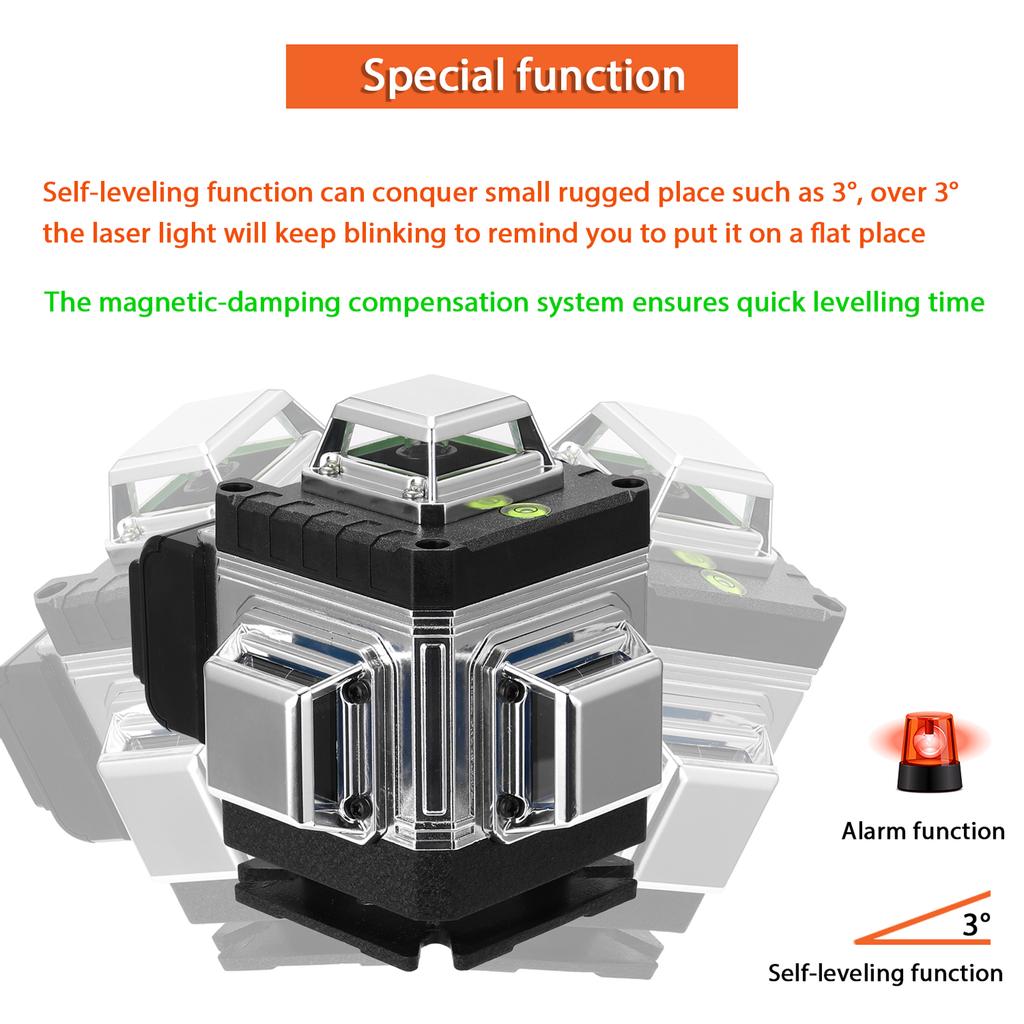 Multifunctional 16 Lines Laser Level 3 Degrees  Self-leveling Function Leveling Tool Omnidirectional Ground