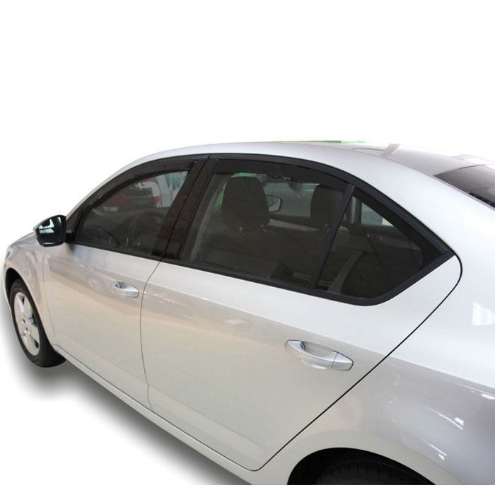 Air Deflectors - Skoda Octavia III (2013-2019) 5-door Liftback - Aerodynamic - Black Tinted - Easy Assembly