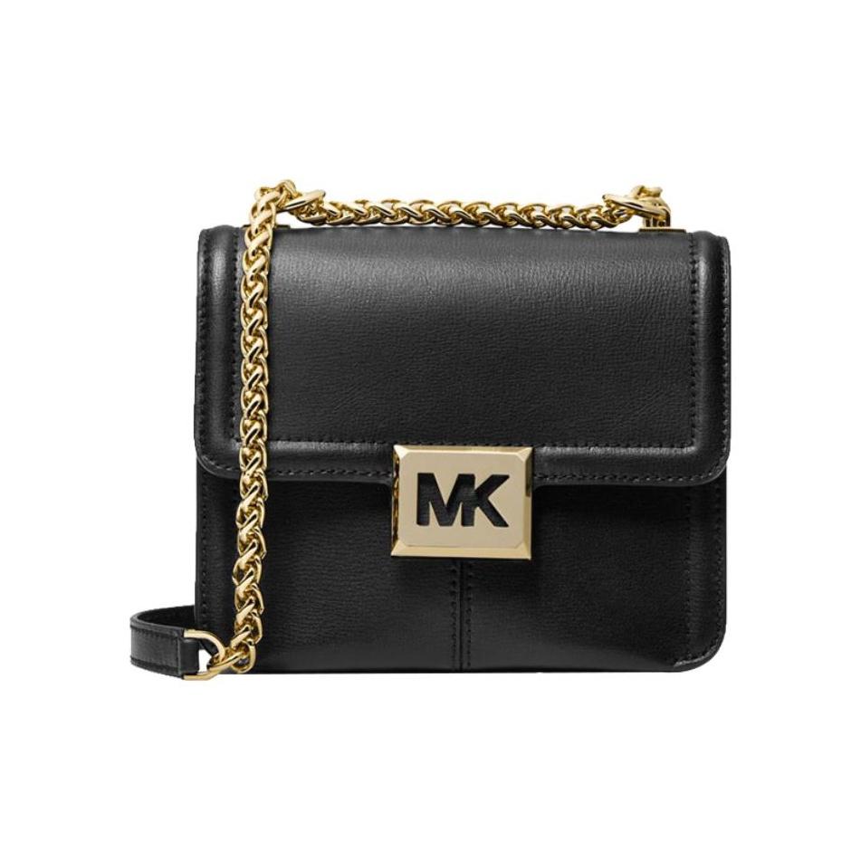 

Michael Kors MK Sonia Small Chain Leather Solid Color Flap Large Logo Leather Shoulder Crossbody Bag Women Bags Black 35F1G6SS5L-001 Small