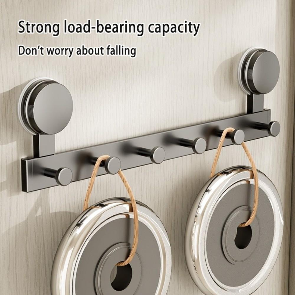 4/5/6 Hooks Suction Cup Door Hook Rust-proof Metal Movable Clothes Hangers Detachable No Drilling Needed Robe Hook Wall Mounted