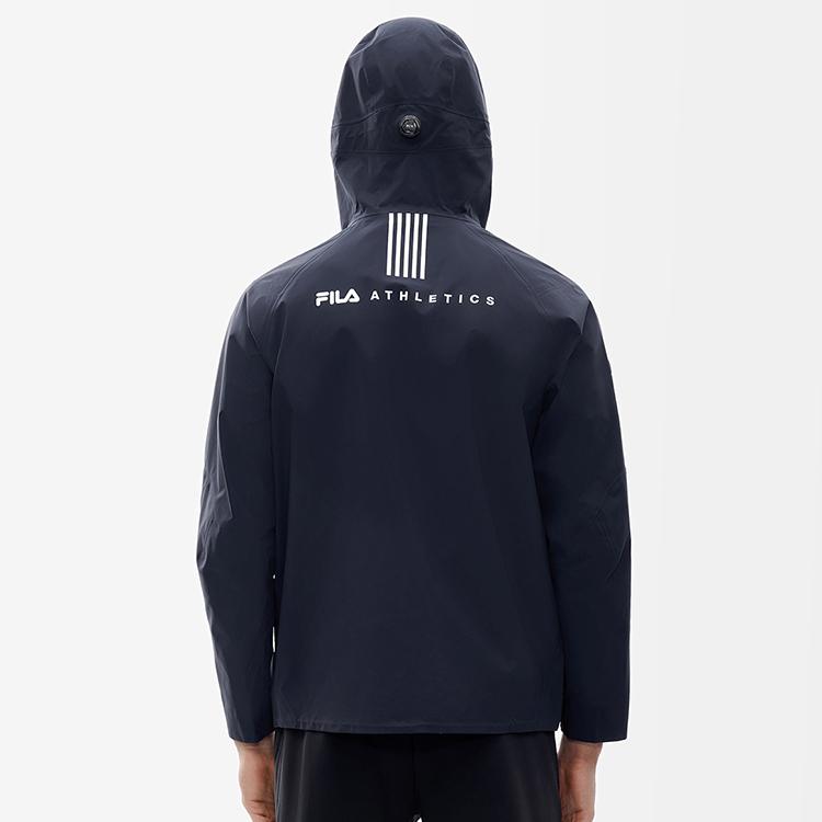 FILA Fleece Hooded Jacket With Front Zipper Men Jackets Navy-Blue A11M211707F-NV