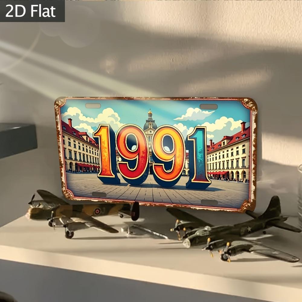 

Vintage Colorful DEffect Number D Flat Printing Retro License Plate Style Metal Tin Sign European Town Square Themed De 15x30cm(5.9x7.8inch)