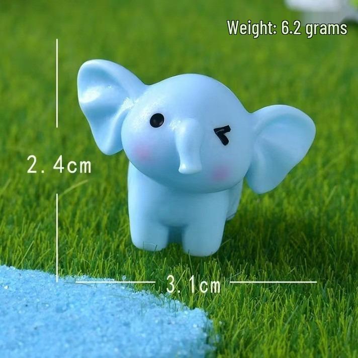Adorable Blue Elephant Resin Ornament for Creative Desk or Miniature Scenery
