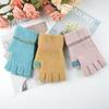 New Couple Half-finger Gloves Winter Leaking Finger Writing Typing Knitted Thermal Gloves Outdoor Cycling Gloves