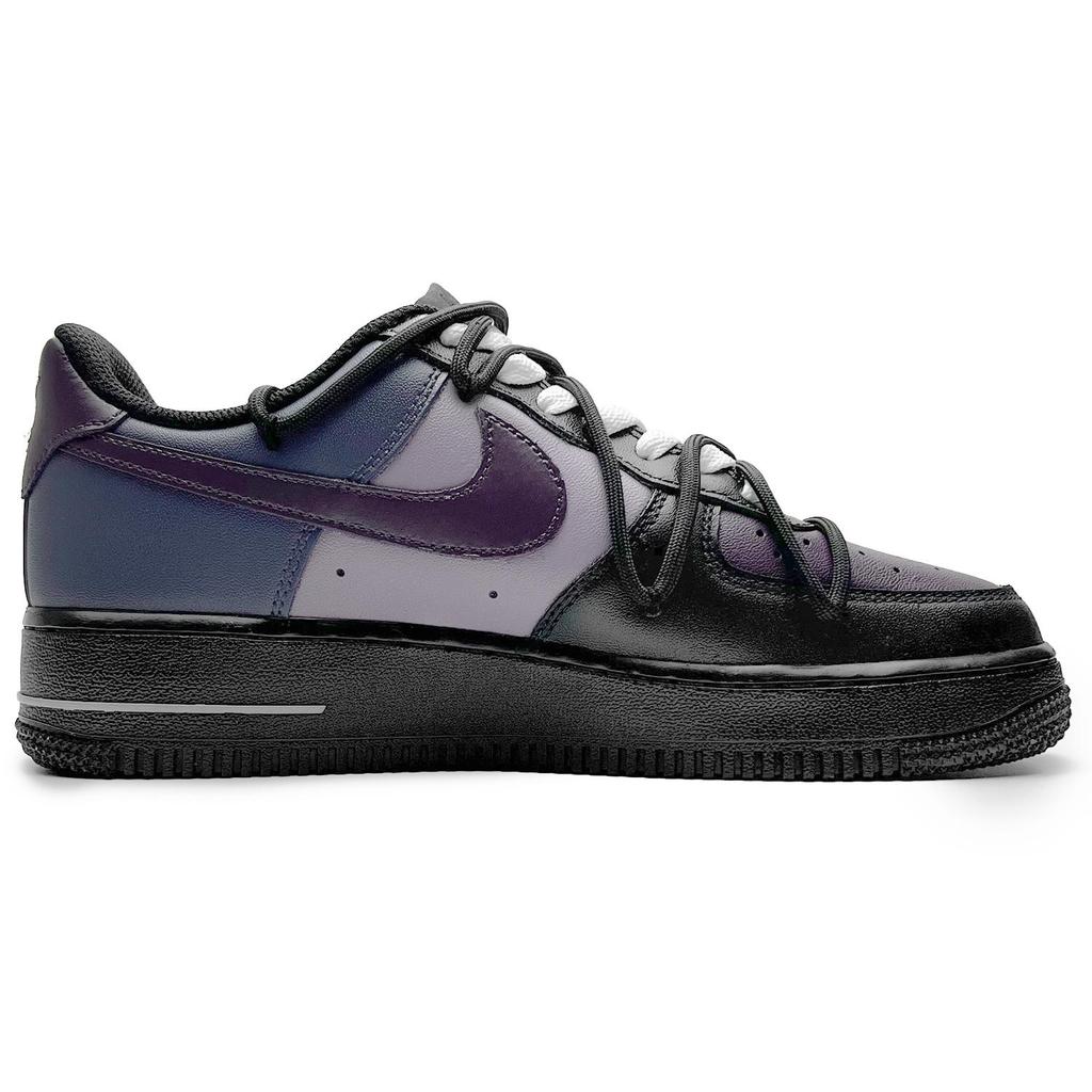Nike Air Force 1 Slip Resistant Abrasion Resistant Low top Skateboard Shoes Unisex Black Purple CW2288-001(Team285-)