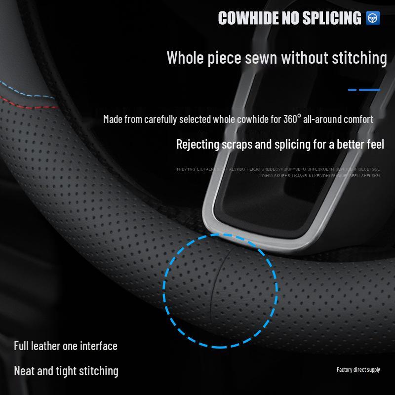 Genuine Leather Steering Wheel Cover for L6-L9 and Ideal ONE Car Interiors