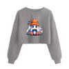 Women's Fashion Halloween Printed Navel-Exposed Long Sleeve Pullover Sweatshirt
