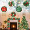 Christmas Garland with Red Flower, Balls, Berries, Snowy Pine Artificial Garland for Indoor Outdoor Home Fireplace Decoration