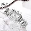 Modern Minimalist Watch Ladies Light Luxury Style Square Dial Steel Elegant Women Wristwatch Strap Embellishment for Office Party Date Night Quartz