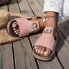 Summer Butterfly Water Diamond Large Size Color Blocked One Word Cool Slippers