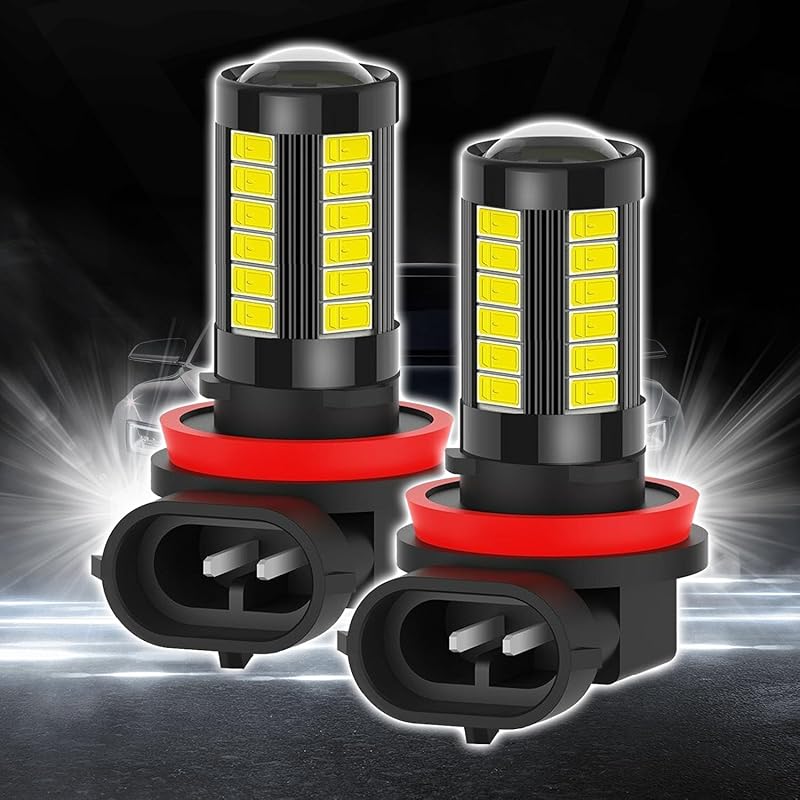 2PCS H11/H8 LED Fog Light Bulbs, Car LED Fog Lamp 12V 6500K Anti-fog 360 Degree Bright Headlights 5730-33SMD Power LED Bulbs Universal for Car,