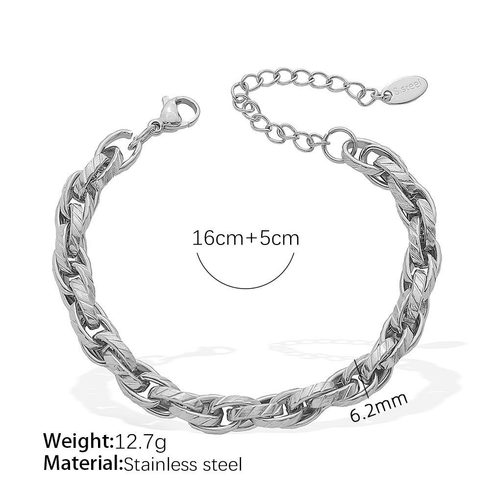 Trendy Embossed O-Chain Stainless Steel Bracelet - Simple, Fashionable Unisex Jewelry