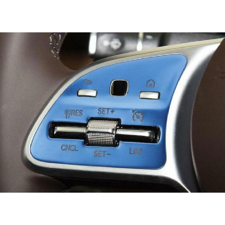 Fit For Benz GLB W247 - Aluminum Blue Steering Wheel Button Cover Trim