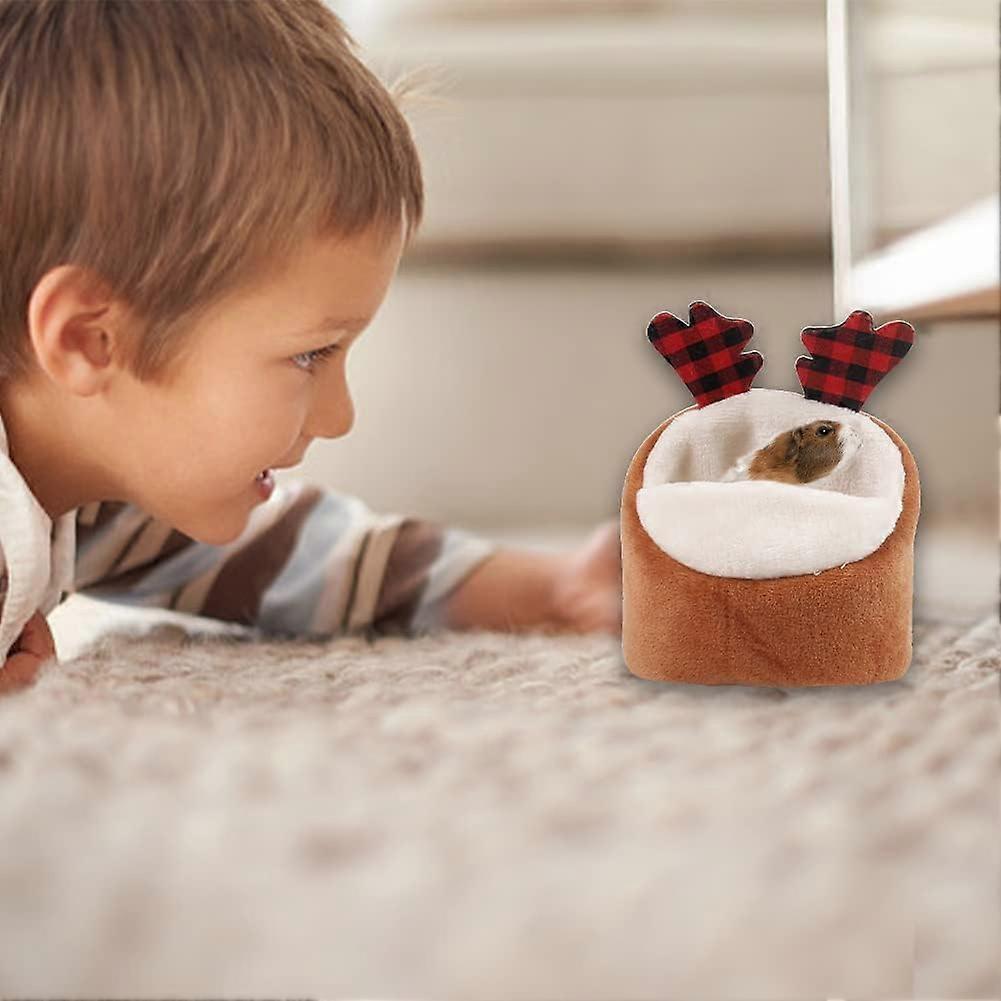 Guinea Pig Bed,Warm Hamster Bed Cozy Pet House with Soft Removable Cushion Hideout Cage Winter Nest Accessories for Small Animals Rabbit Ferret Hedgeh