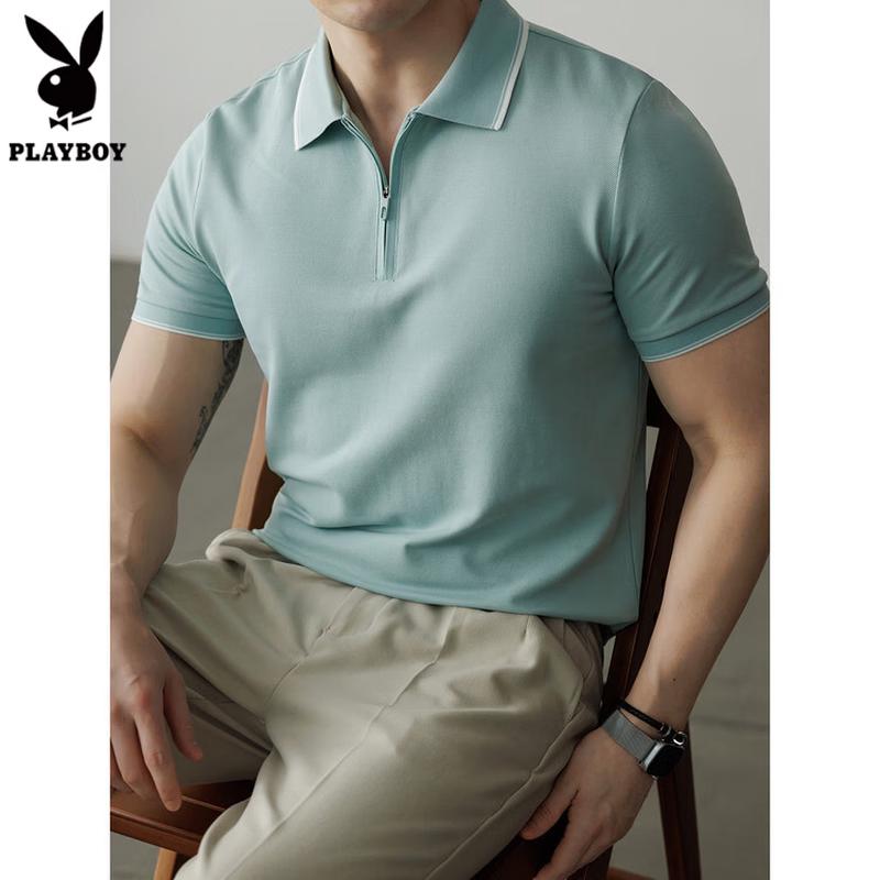 PLAYBOY Men s Quick-Dry Half-Zip Polo Shirt 4XL