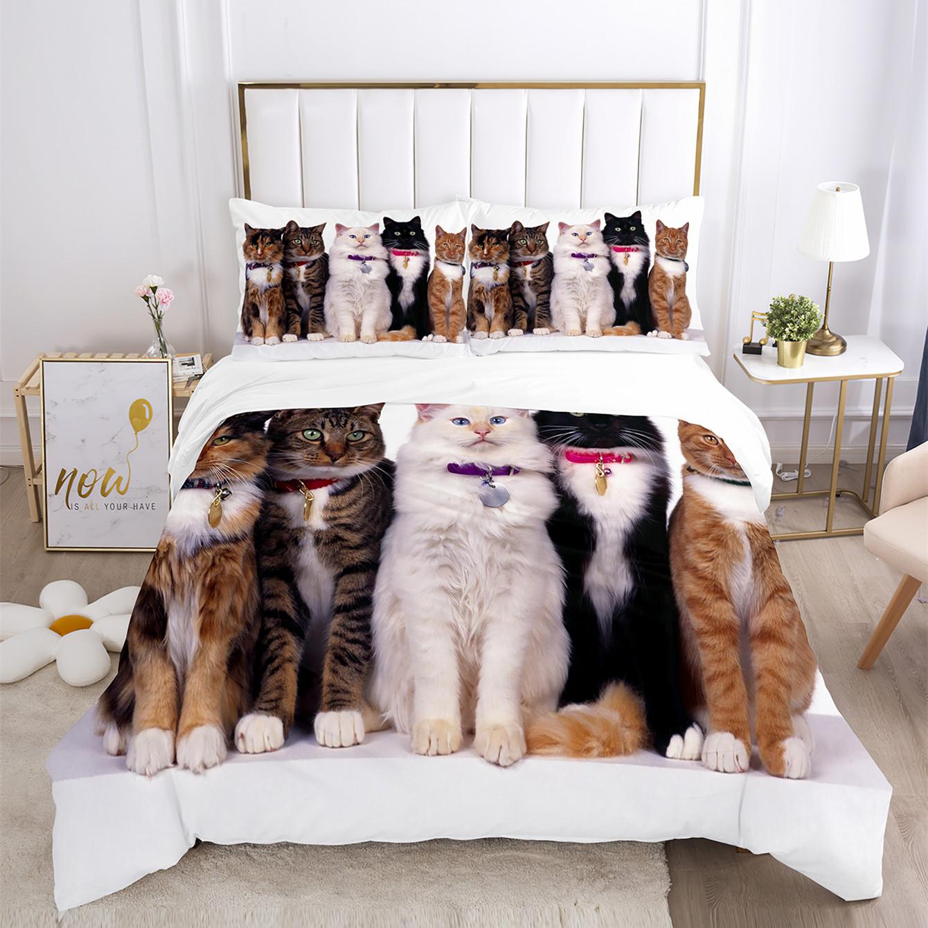 

Cartoon Pet Cat/Dog/Zebra/Duvet Cover Set Animal Theme Bedding Set Queen Soft Comforter Cover For Kids Microfiber Bedclothes 3D EU single(135x200cm)