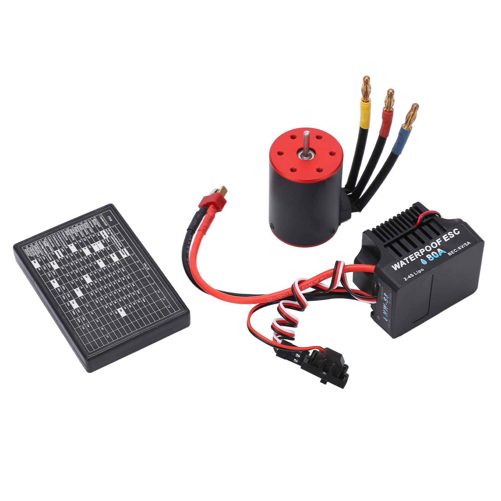

RC Brushless Waterproof Combo 80A ESC 3650 2300KV Motor Kit with Programming Card 4mm Banana Plug
