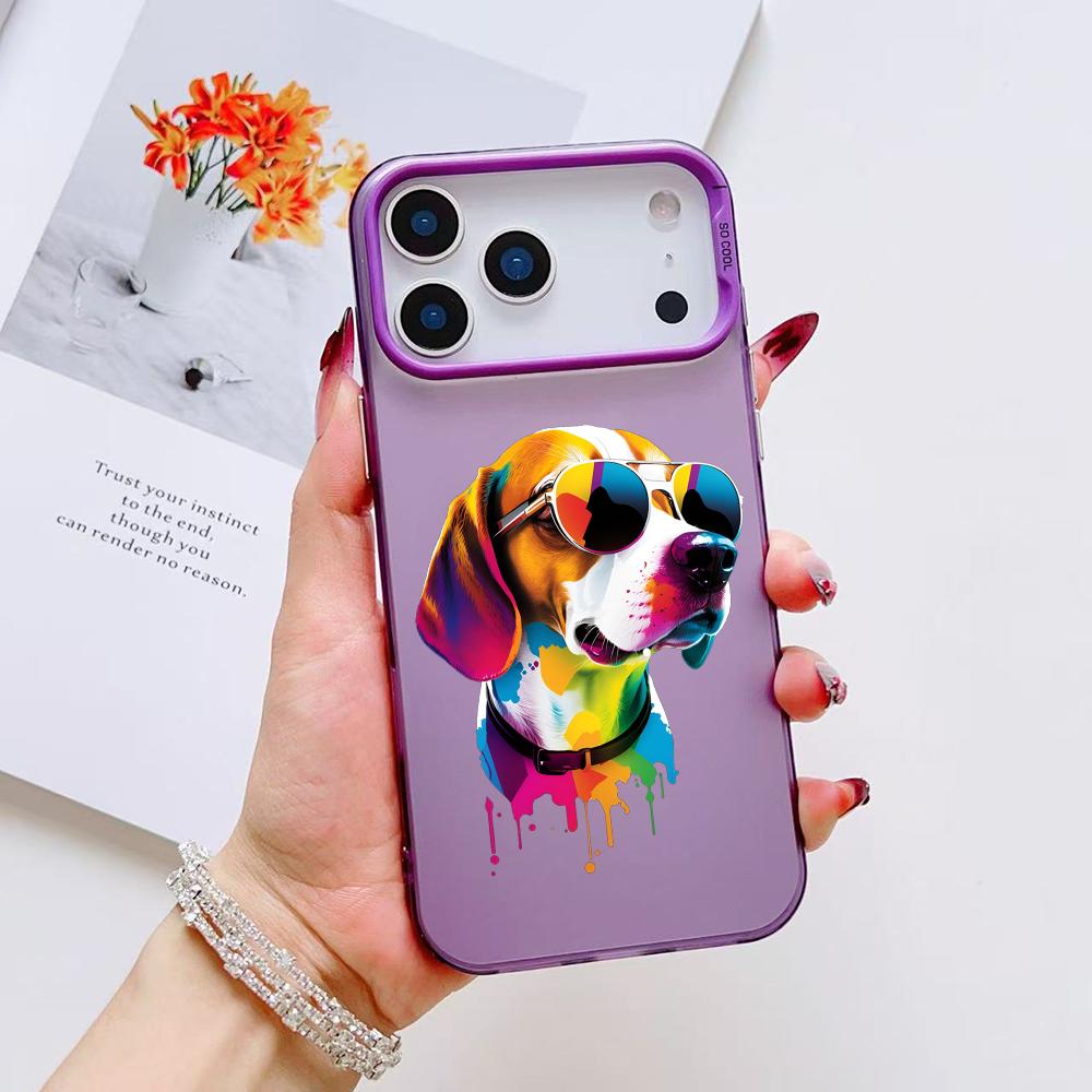 Cute Cat and Dog Phone Case For iPhone 17 16 15 14 13 12 11 Pro Max Air Matte Laser Aurora Shockproof Funda