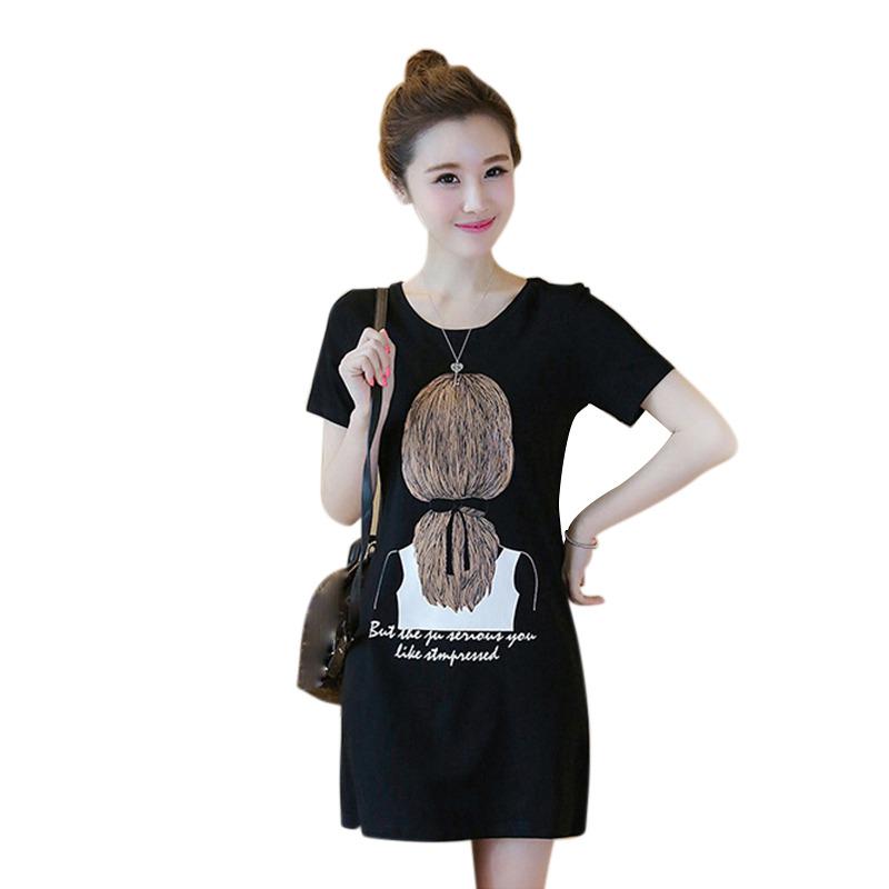 

Женское мини-платье с буквенным принтом, платье-рубашка с круглым вырезом и коротким рукавом M чёрный