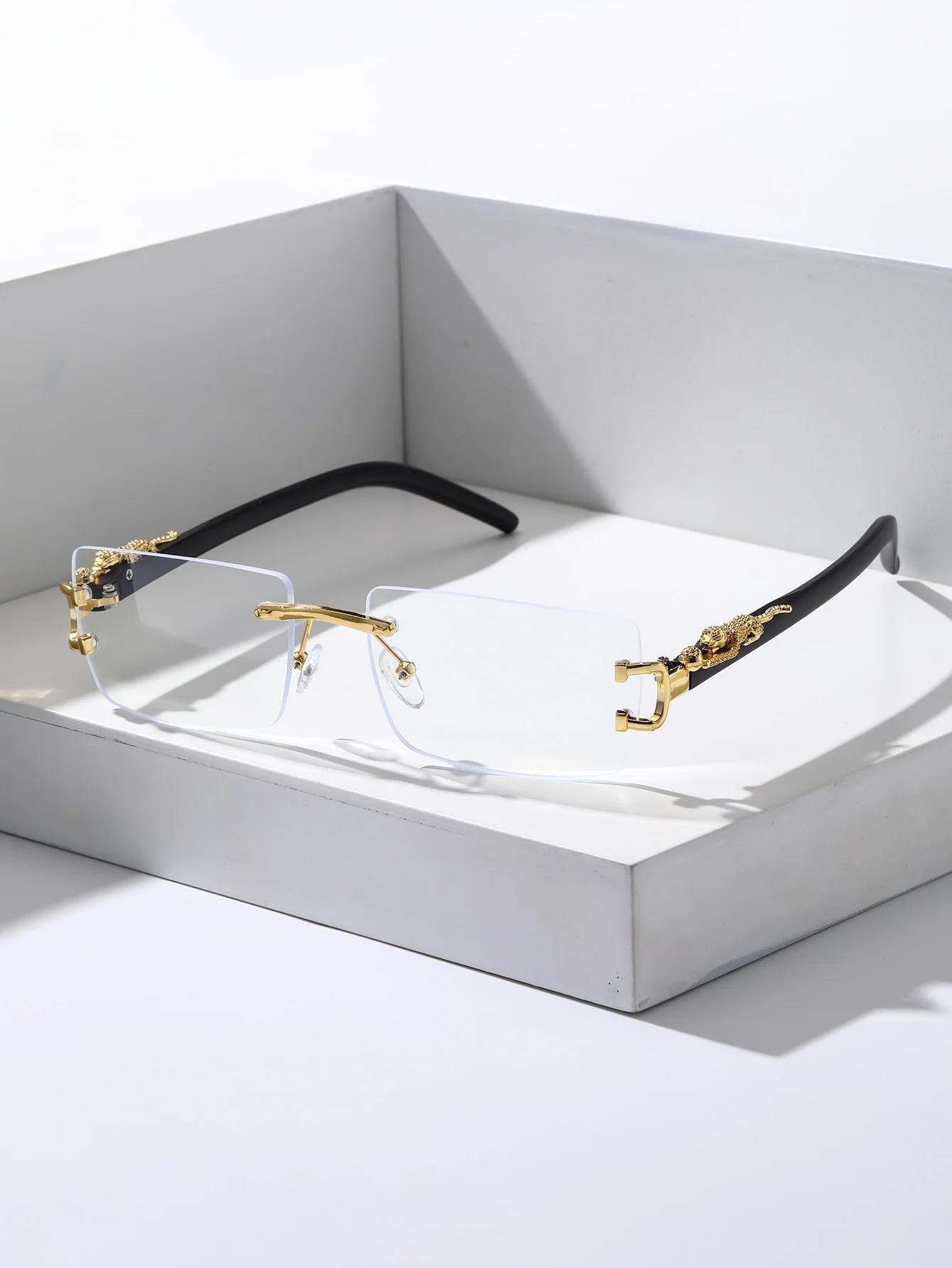 

1/PCS Fashionable Trendy Fashionable Trendy Frameless Rectangular Personalized Sun Protection Glasses For Daily Use Life Eyewear