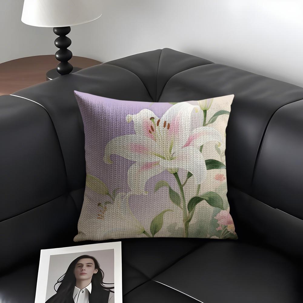 Lily Luxury Cushion Cover Natural Linen Organic Fabric Double-Sided Printing Sofa Home Decor Gift Pillow Case