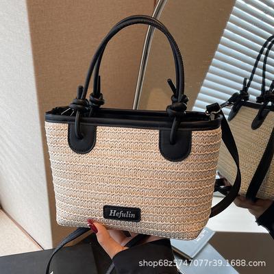 Handwoven Bags Women's 2025 New Trendy Seaside Vacation Handbag Shoulder Messenger Bag Beach Straw Bag