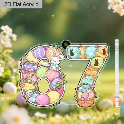 2D Flache Acryl Niedliche "67" Dekoration, Innen- und Außendekoration - Keine Batterien/Strom erforderlich, Geschäftsdekoration, Langlebige Außendekoration