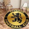 Ittehad FC Golden Background Black Lion Crest Circular Area Rug Football Club Round Floor Carpet Sports Fan Living Room Bedroom Home Decor Mat