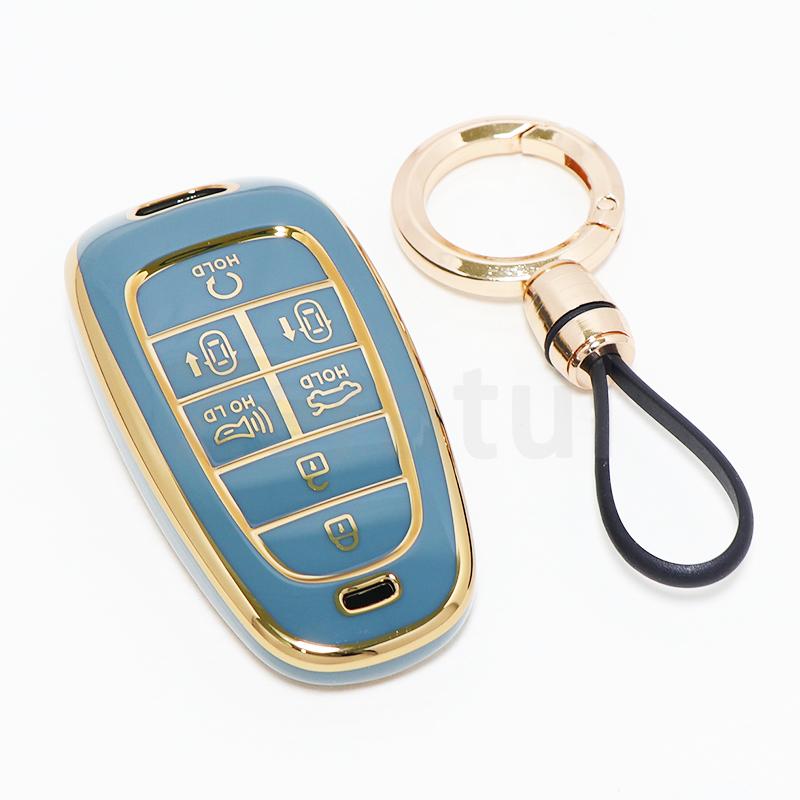 Mode TPU 7 Knoppen Afstandsbediening Sleutelhanger Hoes Accessoires Voor Hyundai Tucson Nx4 Staria Ioniq Sonata Nexo Dn8 Santa Fe Tm