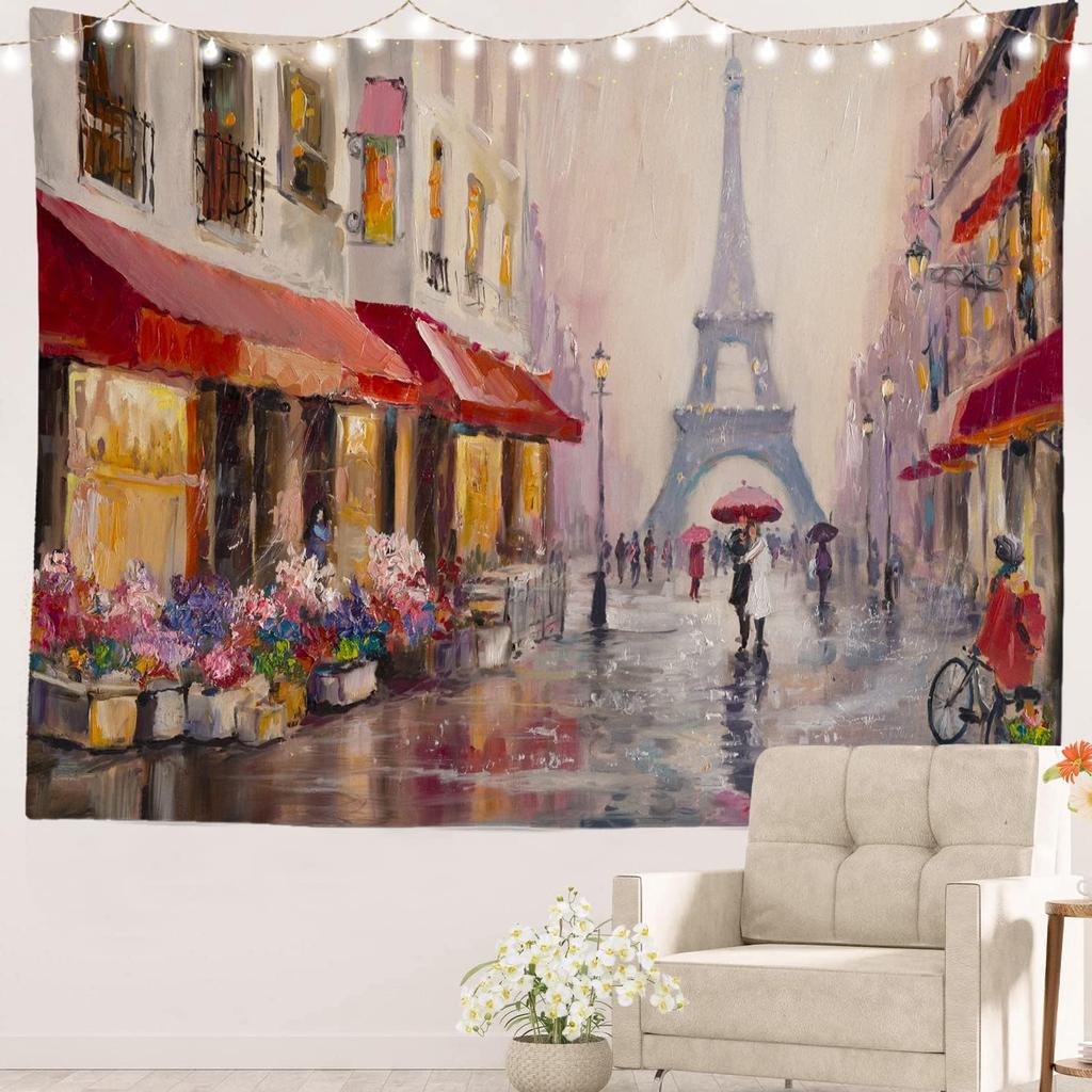 Black and White England Landmark Picnic Mat Hippie Trippy Tapestry Wall Art Meditation Decor for Bedroom Living Room Dorm, Red