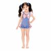 Girls One-Piece Swimsuit With Ruffled Sleeve Bow Tie Side Ties Blue Pink Plaid Ages 2-12