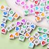 Jewelry Making 50PCS 7mm Pendant Wholesale Accessories Heart Square Acrylic Loose Beads Necklace Bracelet DIY for