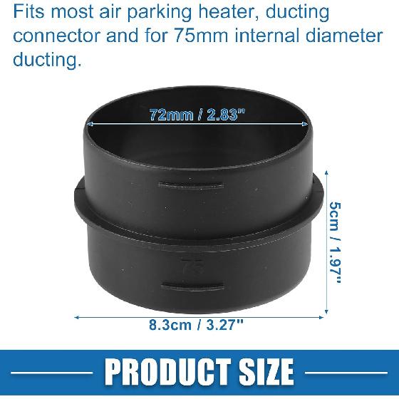 Car Air Ducting Connector Straight Air Heater Duct Joiner Connector Pipe 2.95'' 75mm OD Black