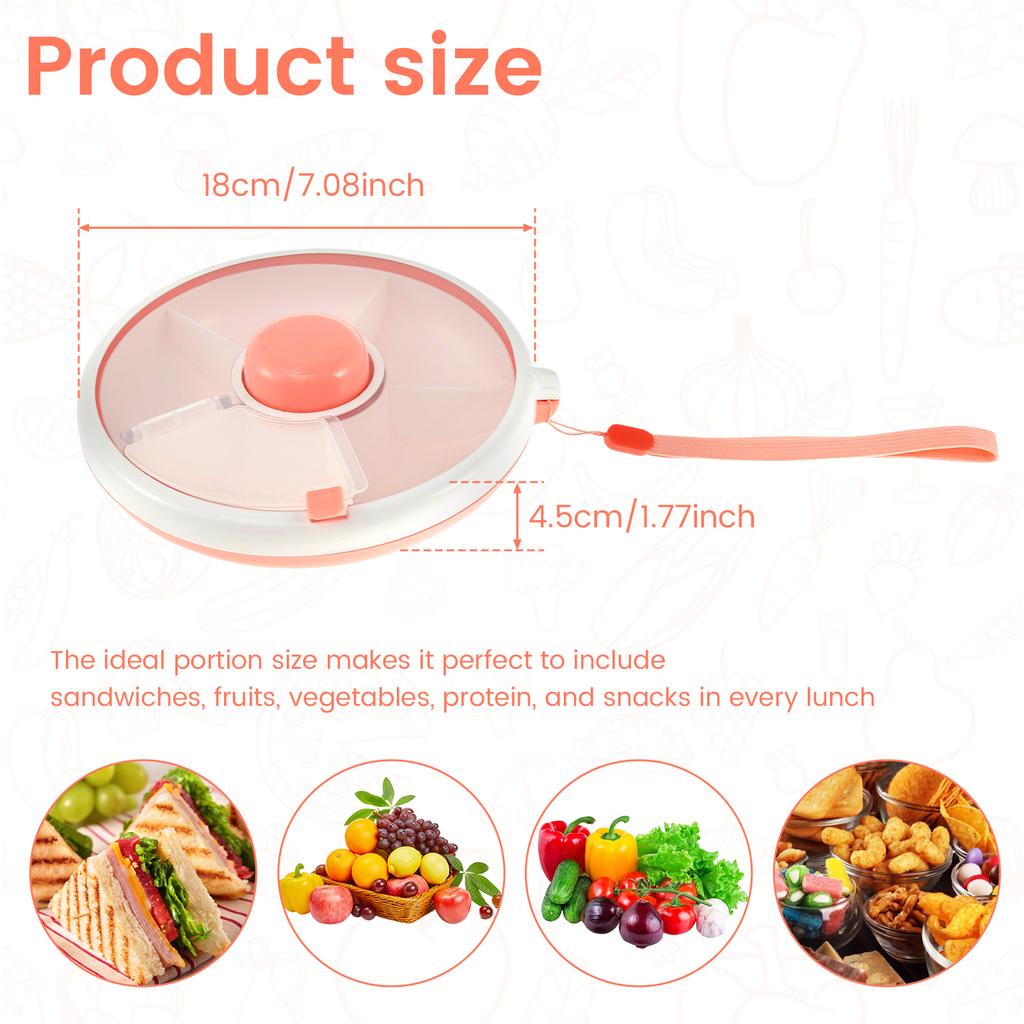 Portable Kids Snack Containers 5-Grid Toddler 360° Spinner ABS Plastic Snack Tray for Snack Candy Nut Picnic Storage Boxes