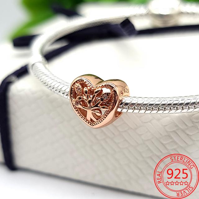 Real 100% 925 Sterling Silver Colorful Rainbow Pendant & Dream Catcher Heart Charm Fit Fashion 3mm Bracelet Romantic Gift