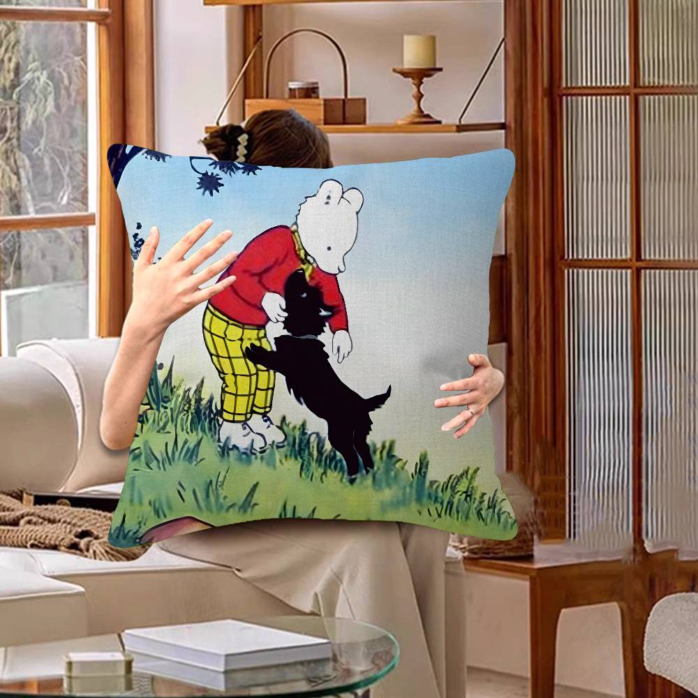 Housse de coussin Anime RRupert Bear Taie d'oreiller Salon Canapé Décoration de maison Personnalisé