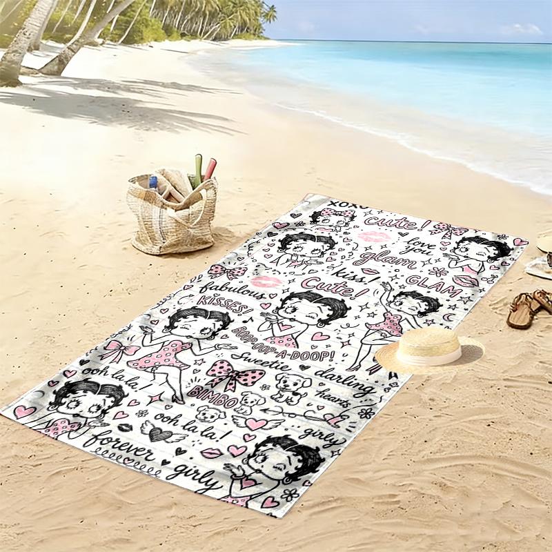 Betty Boop Beach Towel Suitable for Travel, Outdoor Activities, Swimming Pools, Yoga, Surfing, Camping, Hiking, Gym