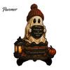 Fall Fireplace Decorations Halloween Reading Ghost Figurine, Wooden Desktop Ornaments, Vintage Spooky Shelf Accents Statue with Stand for Home