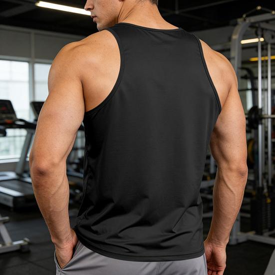 Men Vest Slim Fit Sleeveless Round Neck Summer Camisole Pure Color Racerback Design Summer Sport Vest